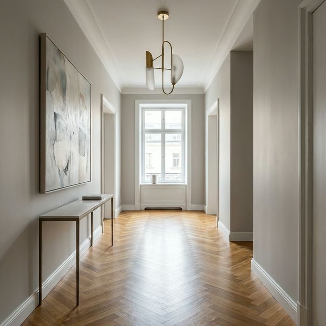 Elegantní chodba v teplých šedých tónech